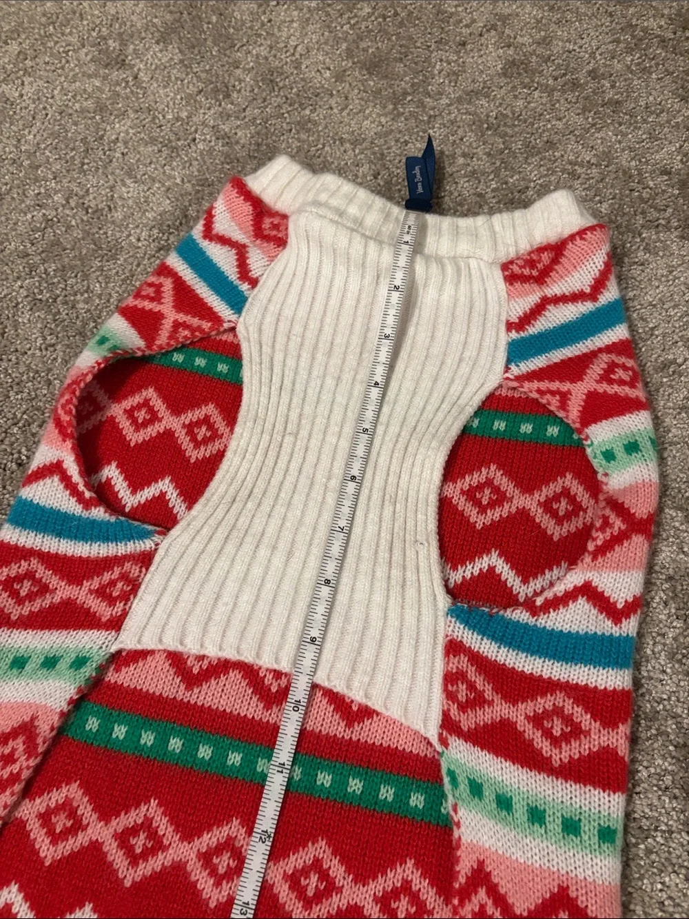 Striped Fair Isle Knit Sweater Vest in Red, Teal & Green